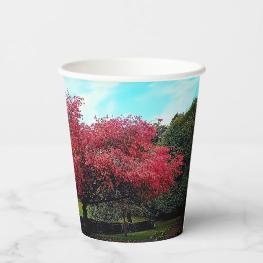 Rote Blätter Pappbecher (Rückseite)