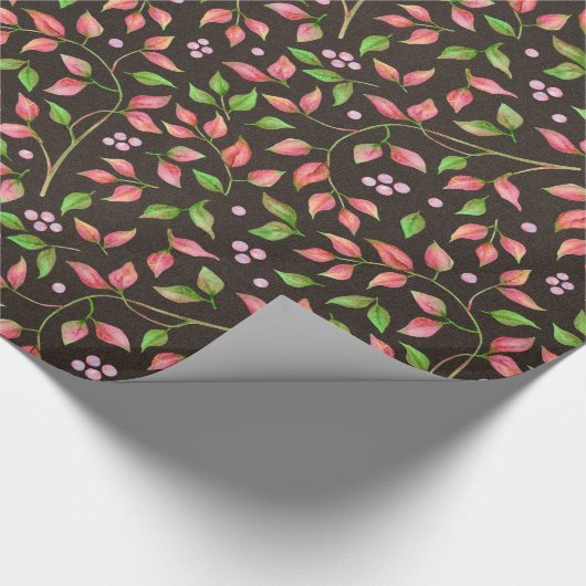 Rote Blätter und Berries Geschenkpapier (Ecke)
