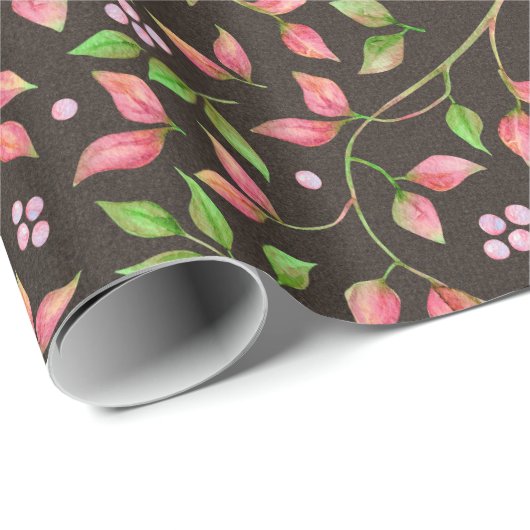 Rote Blätter und Berries Geschenkpapier (Rolleneckpunkt)
