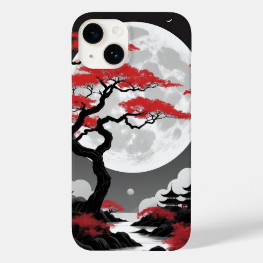 rote Blätter und Vollmond Case-Mate iPhone Hülle (Rückseite)