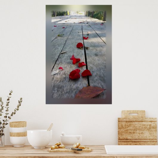 Rote Blätter verloren Poster (Küche)