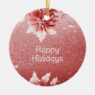 Rote Blätter Weihnachtsfeiertag Keramik Ornament