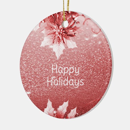 Rote Blätter Weihnachtsfeiertag Keramik Ornament (Links)