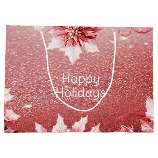 Rote Blätter Weihnachtsgeschenktasche Große Geschenktüte (Rückseite)