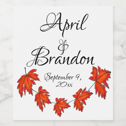 Rote Blätter Weinetikett (Einzelnes Label)