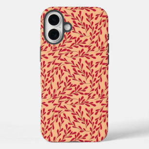 Rote Blattzweige Nahtloses Muster iPhone 16 Plus Hülle