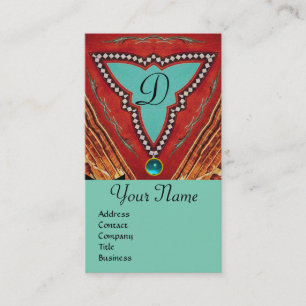 ROTE BLAUE ABSTRAKTE GEOMETRISCHE DREIECK-MONOGRAM VISITENKARTE