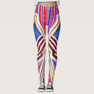 Rote Blaue Amerikanische Flagge Leggings