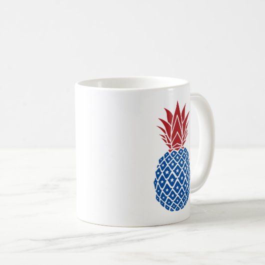 Rote Blaue Ananas Kaffeetasse (VorderseiteRechts)
