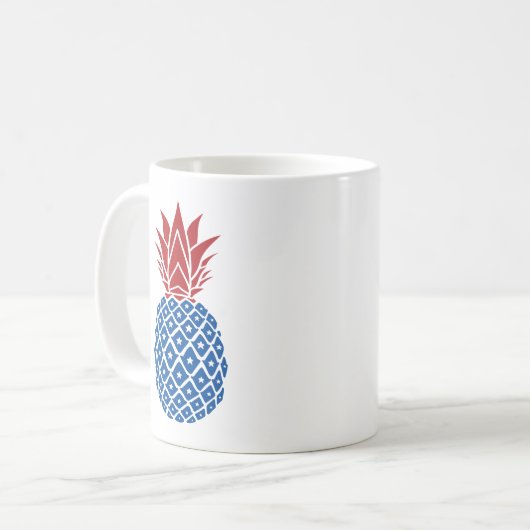 Rote Blaue Ananas Kaffeetasse (Vorderseite Links)