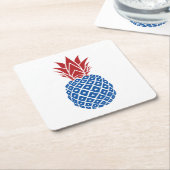 Rote Blaue Ananas Rechteckiger Pappuntersetzer (angewinkelt)