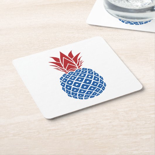 Rote Blaue Ananas Rechteckiger Pappuntersetzer (angewinkelt)