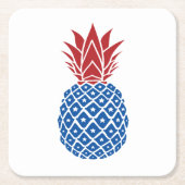 Rote Blaue Ananas Rechteckiger Pappuntersetzer (Vorderseite)