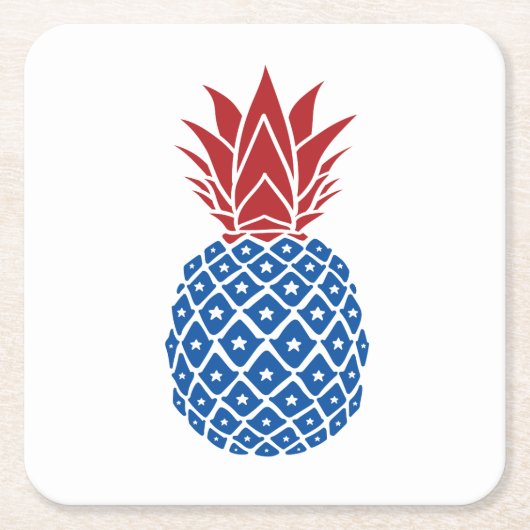Rote Blaue Ananas Rechteckiger Pappuntersetzer (Vorderseite)