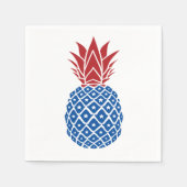 Rote Blaue Ananas Serviette (Vorderseite)