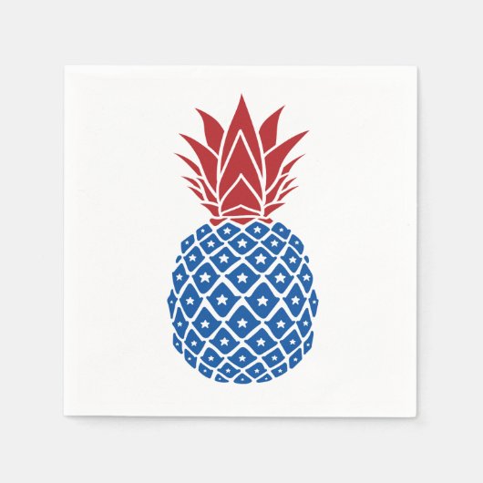 Rote Blaue Ananas Serviette (Vorderseite)