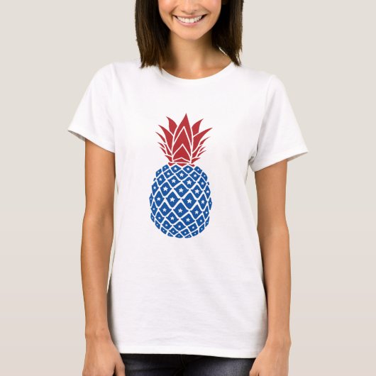 Rote Blaue Ananas T-Shirt (Vorderseite)