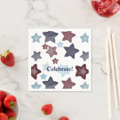 Rote blaue Aquarell-Sterne Serviette (Beispiel)