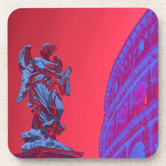 Rote, blaue digitale Kunst des Kolosseums und Stat Getränkeuntersetzer (Vorderseite)