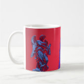 Rote, blaue digitale Kunst des Kolosseums und Stat Kaffeetasse (Links)
