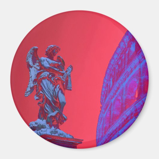 Rote, blaue digitale Kunst des Kolosseums und Stat Magnet (Vorne)