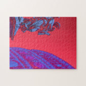 Rote, blaue digitale Kunst des Kolosseums und Stat Puzzle (Horizontal)