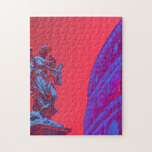 Rote, blaue digitale Kunst des Kolosseums und Stat Puzzle (Vertikal)