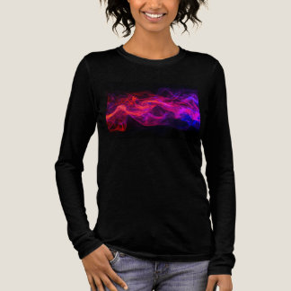 Rote + Blaue Flammen auf einem schwarzen Langarm-W Tri-Blend Shirt