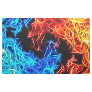 Rote blaue Flammen des Gut und Bösesmustergewebes Stoff