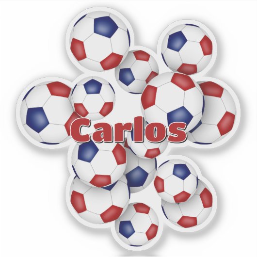 rote blaue Fußball-Sticker mit Athletenname Aufkleber (Vorderseite)