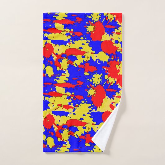 Rote blaue gelbe Spritzer-abstraktes Bad-Tuch-Set Badhandtuch Set (Handtuch)