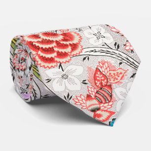 ROTE BLAUE GELBE WILDBLUMEN TULPEN, BLÄTTER BLUMEN KRAWATTE