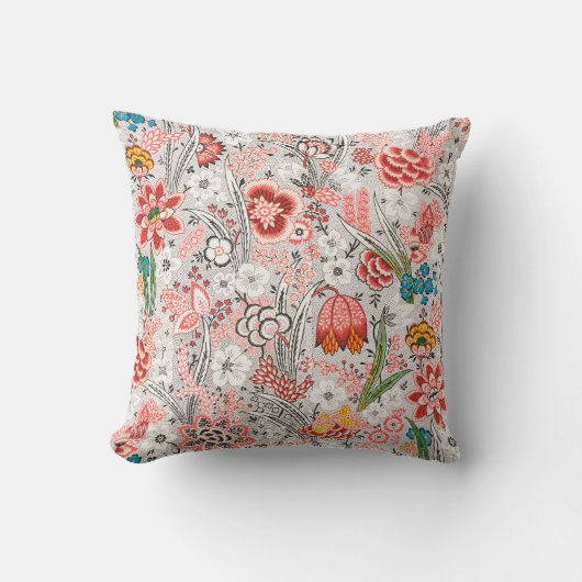 ROTE BLAUE GELBE WILLOW BLUME TULIPS, BLÄTTER BLÜG KISSEN (Vorderseite)