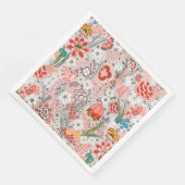 ROTE BLAUE GELBE WILLOW BLUME TULIPS, BLÄTTER BLÜG SERVIETTE (Ecke)