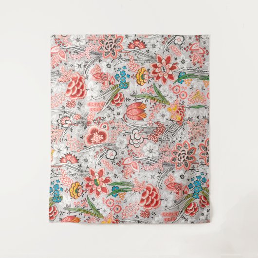 ROTE BLAUE GELBE WILLOW BLUME TULIPS, BLÄTTER BLÜG WANDTEPPICH (Vorderseite)