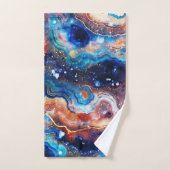 Rote Blaue Geode Abstrakt mit kosmischen Wirbeln Badhandtuch Set (Handtuch)