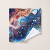 Rote Blaue Geode Abstrakt mit kosmischen Wirbeln Badhandtuch Set (Waschlappen)