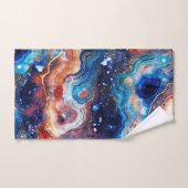 Rote Blaue Geode Abstrakt mit kosmischen Wirbeln Badhandtuch Set (Handtuch)