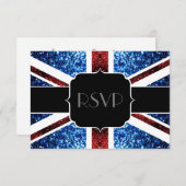 Rote blaue Glitzern (englische Flagge) Glitzer Swe RSVP Karte (Vorne/Hinten)
