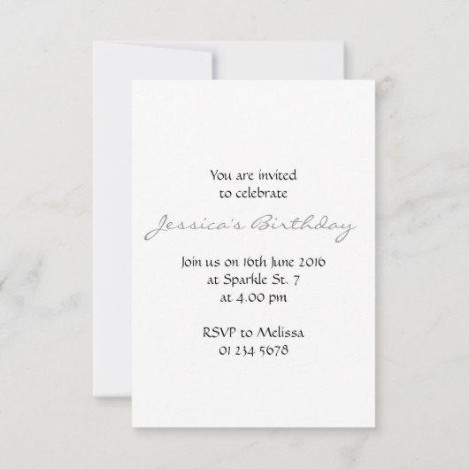 Rote blaue Glitzern Monogram Einladung (Rückseite)