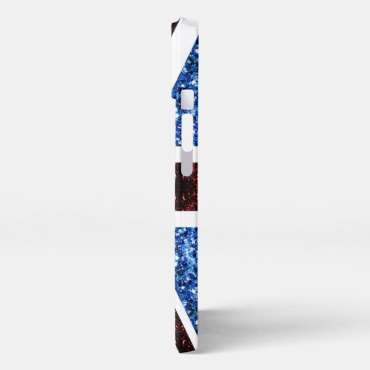 Rote blaue Glitzern, Monogram-Name iPhone Hülle (Linke Seite)