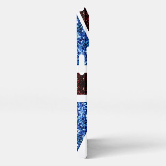 Rote blaue Glitzern, Monogram-Name iPhone Hülle (Rechte Seite)