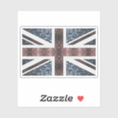 Rote blaue Glitzern unter der Flagge Rustikales UK Aufkleber (Blatt)