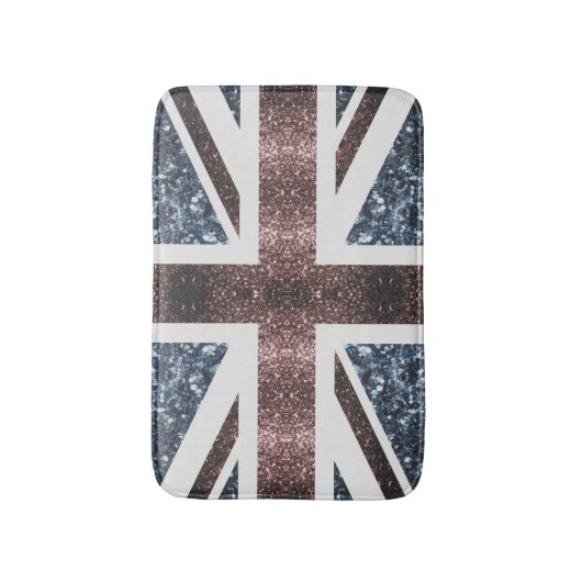 Rote blaue Glitzern unter der Flagge Rustikales UK Badematte (Vorderseite Vertikal)
