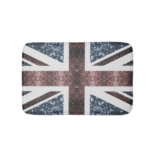 Rote blaue Glitzern unter der Flagge Rustikales UK Badematte (Vorderseite)