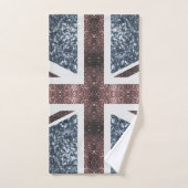 Rote blaue Glitzern unter der Flagge Rustikales UK Badhandtuch Set (Handtuch)