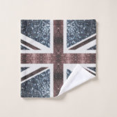 Rote blaue Glitzern unter der Flagge Rustikales UK Badhandtuch Set (Waschlappen)