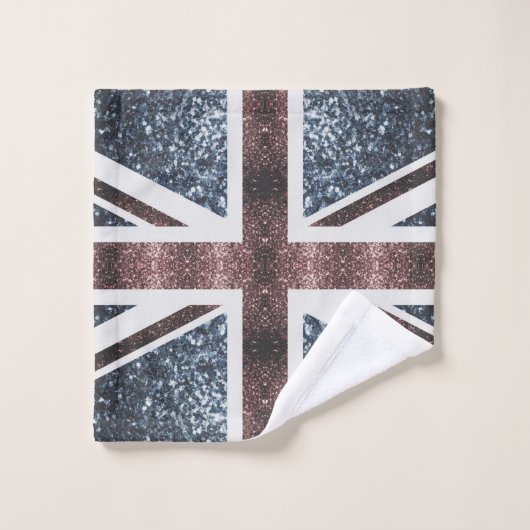 Rote blaue Glitzern unter der Flagge Rustikales UK Badhandtuch Set (Waschlappen)