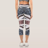Rote blaue Glitzern unter der Flagge Rustikales UK Capri Leggings (Rückseite)