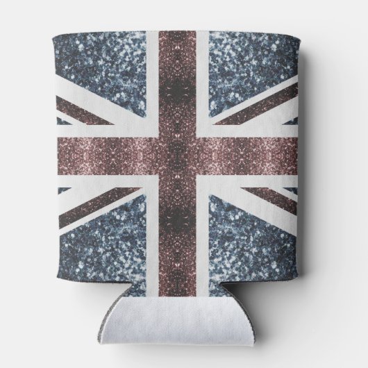Rote blaue Glitzern unter der Flagge Rustikales UK Dosenkühler (Rückseite)